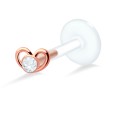 Stone Set Heart Shaped Labrets Push-in LA-735